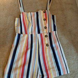 Striped Romper with Buttons